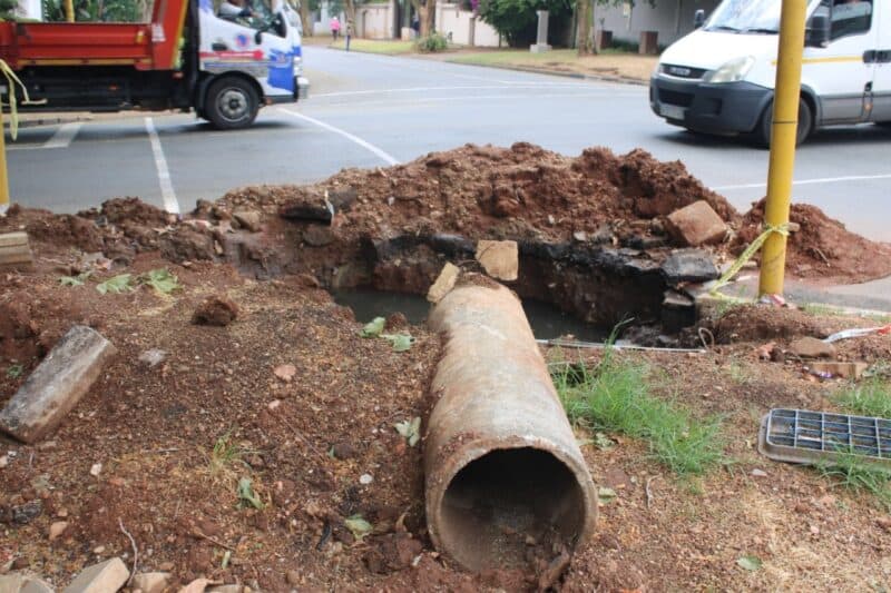 11th Avenue and 4th Street excavation is a result of a broken stormwater drain.