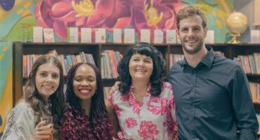 Rosalie Watkins, Refiloe Moahloli, CAS director Tania Watkins, and Dom Harris at the unveiling of the revamped library at HA Jack Primary School on October 23, 2025. Photo: Supplied