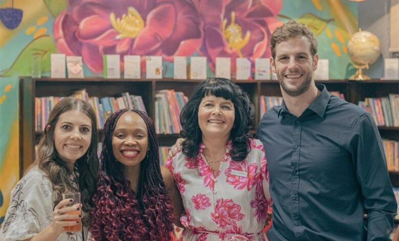 Rosalie Watkins, Refiloe Moahloli, CAS director Tania Watkins, and Dom Harris at the unveiling of the revamped library at HA Jack Primary School on October 23, 2025. Photo: Supplied