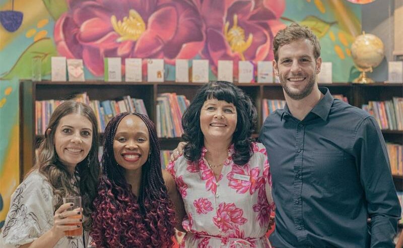 Rosalie Watkins, Refiloe Moahloli, CAS director Tania Watkins, and Dom Harris at the unveiling of the revamped library at HA Jack Primary School on October 23, 2025. Photo: Supplied