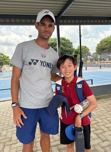 Tournament director Vaughn Hunter and the winner of the green ball, Max Yang at Wanderers at November 9, 2025. Photo: Supplied