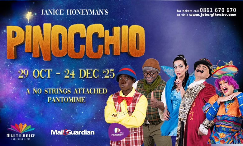 Magic, mischief, and music await in Janice Honeyman's festive Pinocchio, a fun-filled adventure for the whole family at Joburg Theatre.