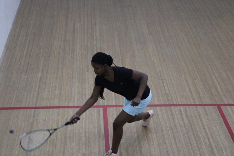 Wanderers Club Squash coach trains Thusong Squash Club players every Monday.