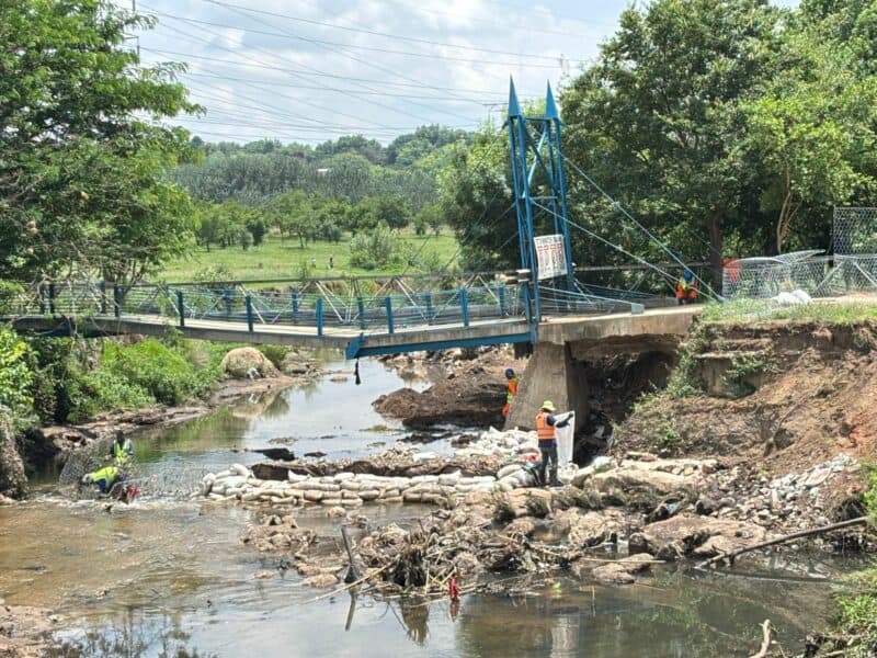 After being closed due to erosion damage, the Blue Bridge over the Braamfontein Spruit is undergoing urgent repairs and is expected to reopen in two months.