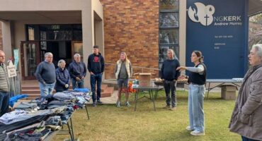 The Andrew Murray Congregation gets ready to hand out clothing to its customers in June 2025, in Oaklands. Photo: Supplied