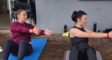Nicky Deenik and Stefani Liebenberg do pilates at Verity Park in Parkhurst on April 25, 2026. Photo: Naziya Davids-Easthorpe