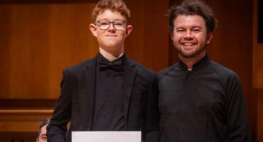 St John's College learner and pianist Dylan Price and Jacobus de Jager in March 2026. Photo: Supplied