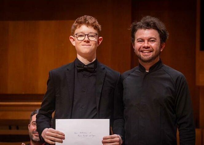 St John's College learner and pianist Dylan Price and Jacobus de Jager in March 2026. Photo: Supplied