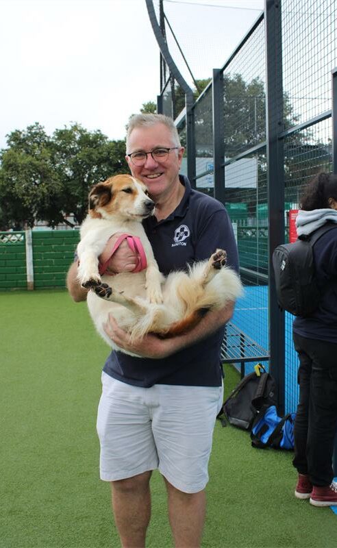 DESCRIPTION: Sandton SPCA general manager, Nick Smith and Lewis, at Old Edwardian Society in Houghton on April 25, 2026. Photo: Naziya Davids-Easthorpe