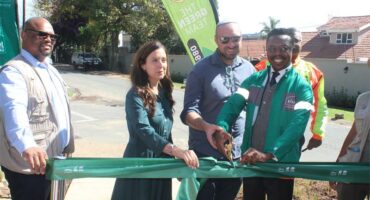 Officials cut the ribbon for the opening of the rehabilitated Galliot Park in Glenhazel.