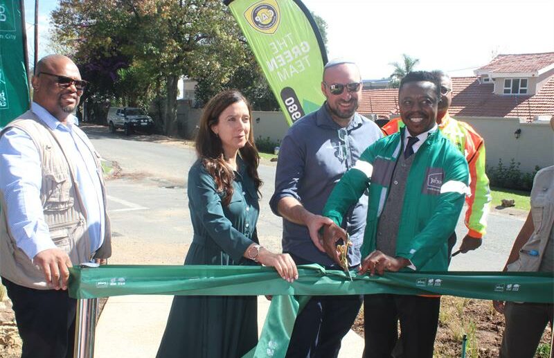 Officials cut the ribbon for the opening of the rehabilitated Galliot Park in Glenhazel.
