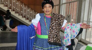 Elsie Dijana with the pieces she made during her time at the Union of Jewish Women Empowerment Sewing School on June 18, 2026. Photo: Thato Modopi