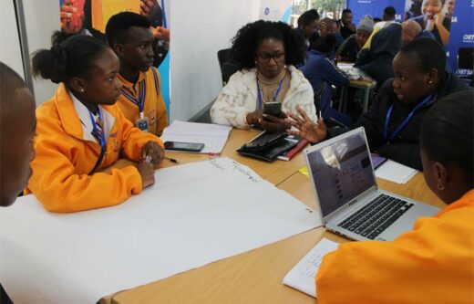 The Mbongeni Mgududu Secondary School team discusses how they will frame their prototype on June 22, 2026. Photo: Thato Modopi