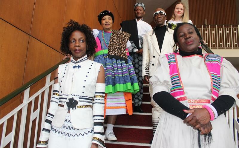 Thelma Sikazwe,Saziso Moyo, Elsie Dijana, Kolisile Ngali, Tumiso Mohale, and Anouk Heneck in their heritage outfits at their graduation ceremony at the Union of Jewish Women Empowerment Sewing School on June 18, 2026. Photo: Thato Modopi