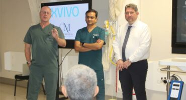 Professor Jerome Loveland, transplant surgeon Dr Sharan Rambarran, and transplant hepatologist Dr Bilal Bobat, each explaining how the liver perfusion works and how it will help liver transplantations on June, 11. Photo: Thato Modopi