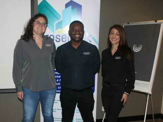 Rosebank District Management district manager Mikhaela Donaldson, Basil Ngakane, and Claudia Muller on May 28, 2026. Photo: Asanda Matlhare