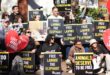 Animal activists protest on June 6, 2026, outside the Johannesburg Zoo during a protest held by Ban Animal Trading South Africa. Photo: Neo Phashe