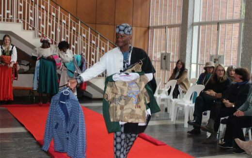Tumiso Mohale, graduate from the Union of Jewish Women Empowerment Sewing School, showcases the work he has done throughout the course on June 18, 2026. Photo: Thato Modopi