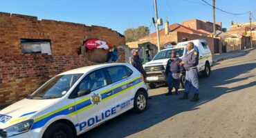 Norwood SAPS members outside burnt house on May 5, 2026. Photo: Supplied