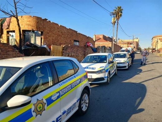 Norwood SAPS members outside burnt house on May 5, 2026. Photo: Supplied