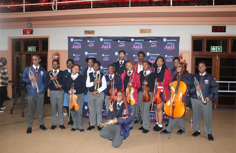 National School of the Arts learners with their instruments at the Jazz for Young People Workshop on July 21. Photo: Thato Modopi