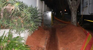 A dug-out trench for a power cable on Cotswold Drive and Englewold Drive on July 2, 2026. Photo: Asanda Matlhare