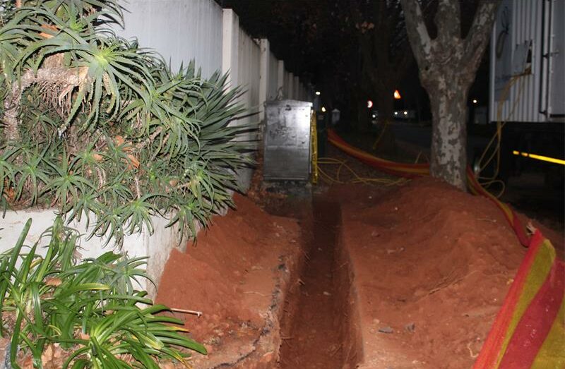 A dug-out trench for a power cable on Cotswold Drive and Englewold Drive on July 2, 2026. Photo: Asanda Matlhare
