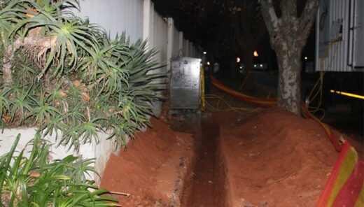 A dug-out trench for a power cable on Cotswold Drive and Englewold Drive on July 2, 2026. Photo: Asanda Matlhare