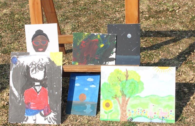 Some of the paintings the kids made at the Shujaa Centre For Excellence's autism open day on July 25, 2026. Photo: Thato Modopi