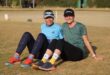 Liesl Hollis and Cristina Karadimitriadis catch a breather after completing a 5km trail on August 8, 2026. Photo: Asanda Matlhare