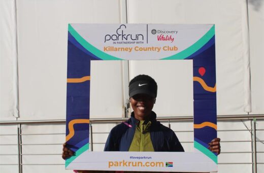 Thando Mhlongo celebrates her 5km run on August 8, 2026. Photo: Asanda Matlhare