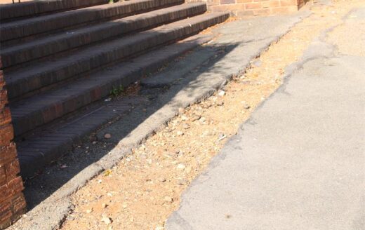The dug-up pavement outside Linksfield Primary on August 13, 2026. Photo: Asanda Matlhare