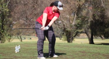 Melani Jacobs tees off on August 24, 2026. Photo: Asanda Matlhare