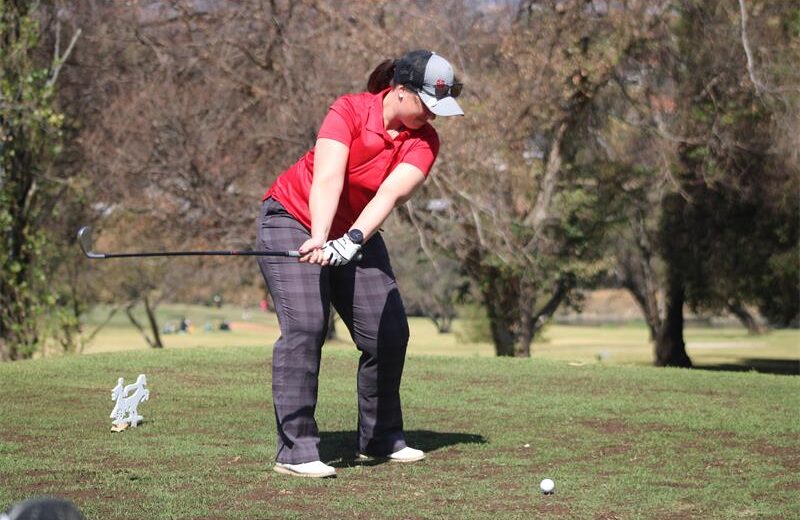 Melani Jacobs tees off on August 24, 2026. Photo: Asanda Matlhare