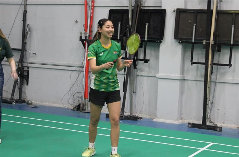 Badminton player Layla Niayesha takes the midcourt to hit the shuttlecock on August 23, 2026. Photo: Asanda Matlhare
