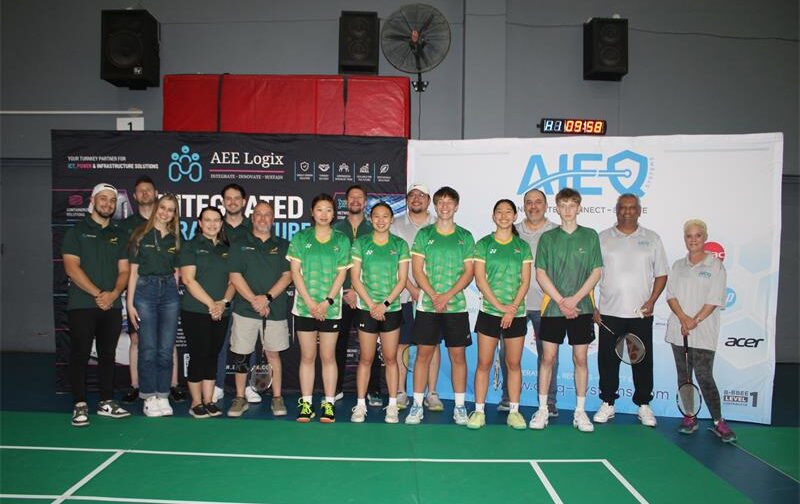 Badminton sponsors and All Africa Junior badminton players on August 23, 2026. Photo: Asanda Matlhare