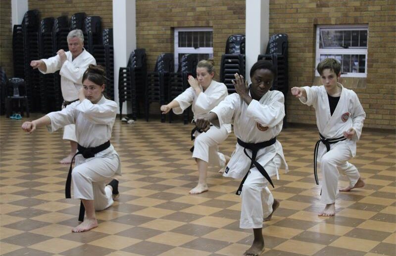 Els Karate karateka demonstrate defensive tactical training on August 25, 2026. Photo: Asanda Matlhare