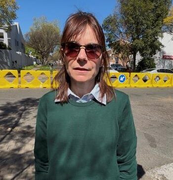 Resident Natalia Morse stands behind JRA's temporary measure in Oaklands on August 18, 2026. Photo: Asanda Matlhare