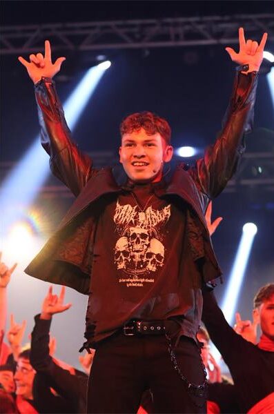 Joshua Ziervogel performs as Galileo during Helpmekaar Kollege's production of It's a Kind of Magic. Photo: Supplied