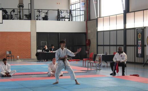 Ethan Pretorius demonstrates his basa dai forms at the tournament on July 25, 2026. Photo: Thato Modopi