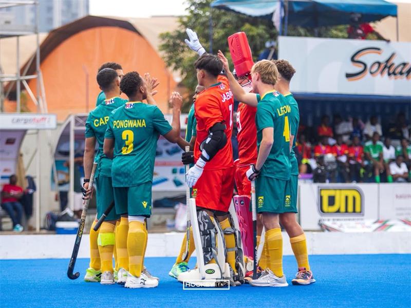 Hoosen Jabbar and Head boy Ndyebo Pongwana at the World Cup Qualifier 5s Tournament in Kenya with their teammates to represent South Africa. Photo: Supplied