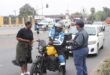 Captain Bridget Kgomotso Dladla and Captain Thoko Mdaka-Thoka speak to a motorcyclist during Bramley SAPS’ Operation Basadi on Pretoria Main Road. Photo: Thato Modopi