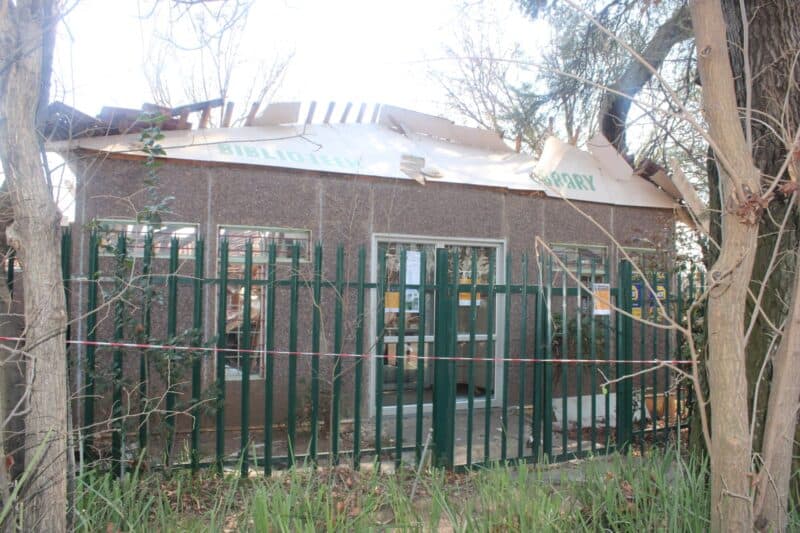 The state of Parkhurst Library, after its roof collapsed. Photo: Thato Modopi