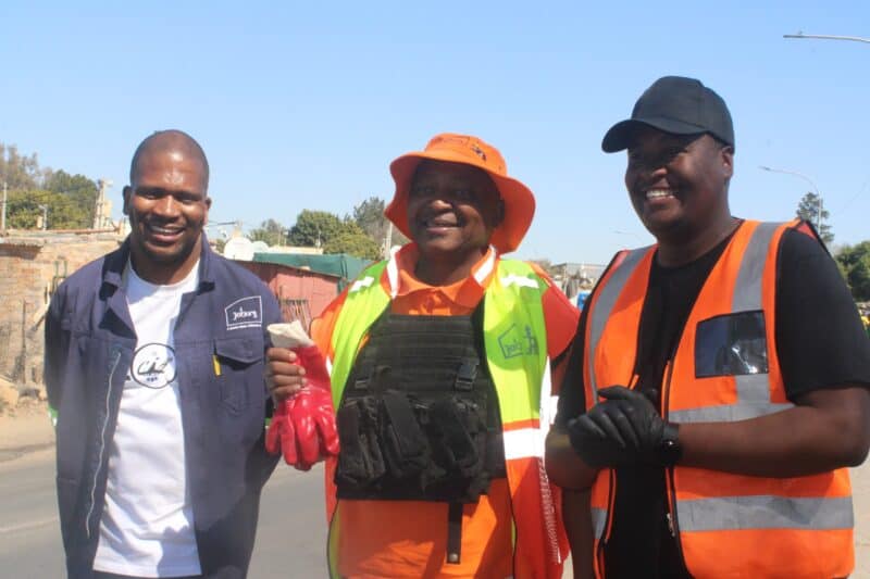 Regional director for Region E Makgafela Thaba, MMC for Transport Kenny Kunene, and community activist Theo Lengwati on August 20, 2026. Photo: Asanda Matlhare