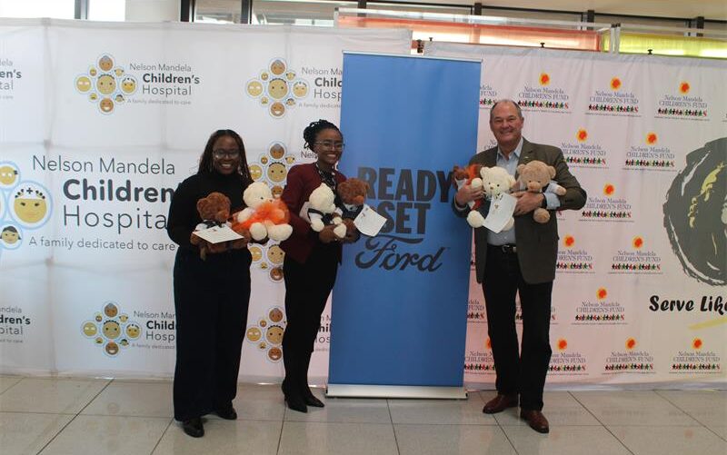 Nelson Mandela Children’s Fund’s Mpho Mokoena, President of Ford Motor Company Africa Neale Hill and CEO of t