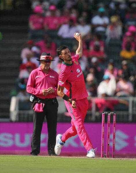 South African men's national cricket team left-arm bowler Marco Jansen bowls on September 27, 2026. Photo: Cricket South Africa/Facebook.