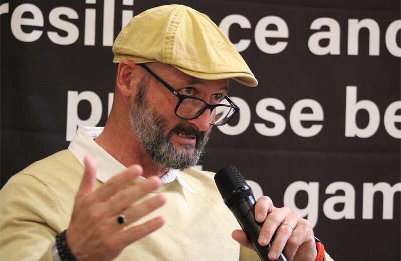 Journalist Michael Vlismas in conversation with former Springbok player Steven Kitshoff on September 22, 2026. Photo: Asanda Matlhare