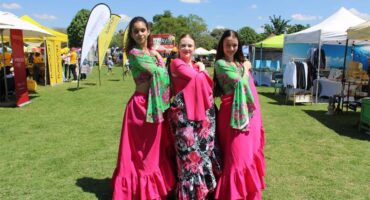 Barbara Gomez, Charlotte Russell and Zuri-Me Erasmus prepare to entertain the crowd. Photo: Asanda Matlhare