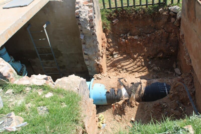 A deep excavation on Club Street. Photo taken on September 28, 2026. Asanda Matlhare