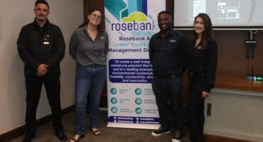 Fidelity Services Group representative Brandon Benningfield, district manager Mikhaela Donaldson, operations manager Basil Ngakane and Claudia Muller on October 8, 2026. Photo: Asanda Matlhare